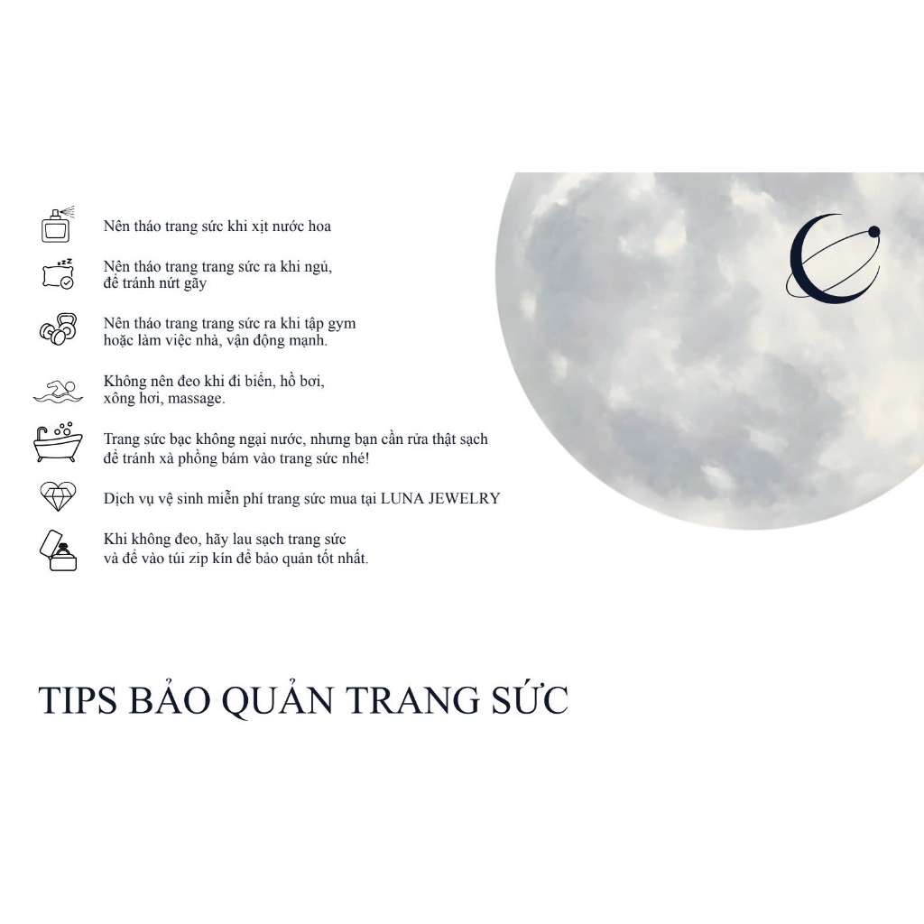 Nhẫn bạc 925 Luna Jewelry trăng sao