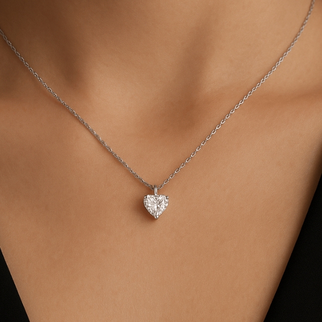 Mặt dây chuyền bạc 925 Luna Jewelry Đá CZ trái tim Heart Cut