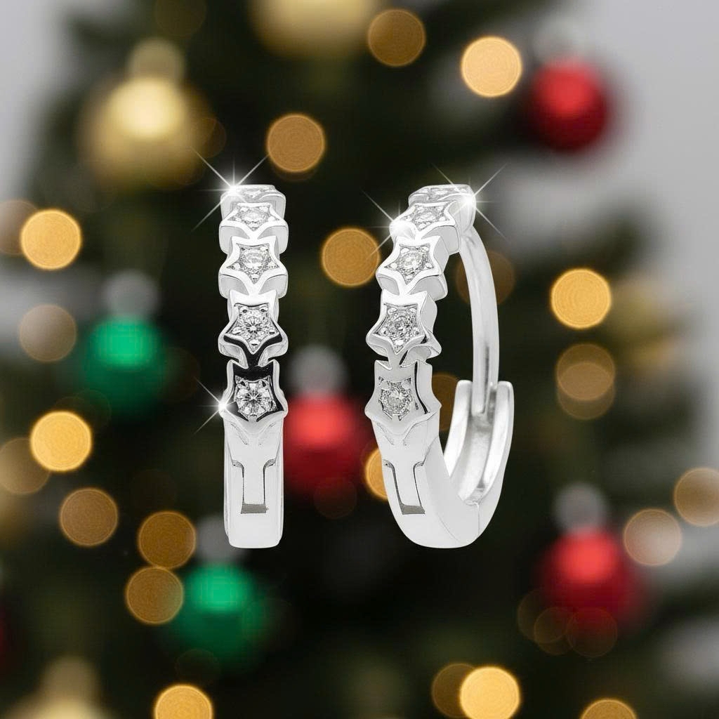 Khuyên tai bạc 925 Luna Jewelry dạng khoen nhiều ngôi sao nhỏ