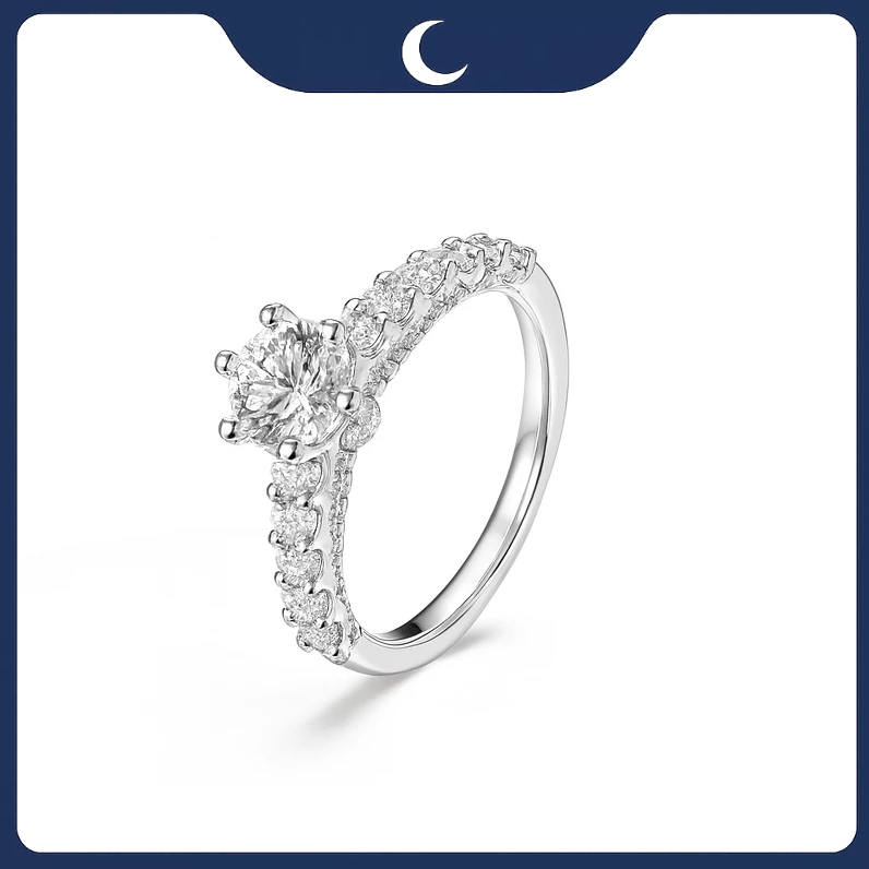 Nhẫn bạc 925 đính Đá Moissanite 5.5mm thiết kế viền tinh xảo Luna Jewelry