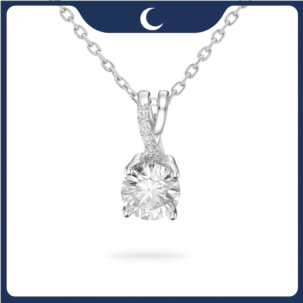 Mặt dây chuyền bạc 925 Đá CZ móc đôi đính đá Luna Jewelry