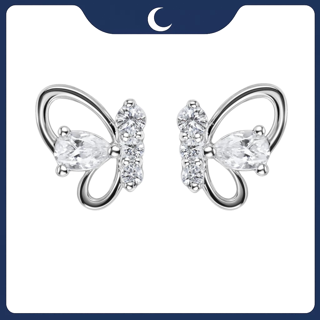 Khuyên tai bạc 925 Luna Jewelry dạng chuôi cánh bướm hồ điệp