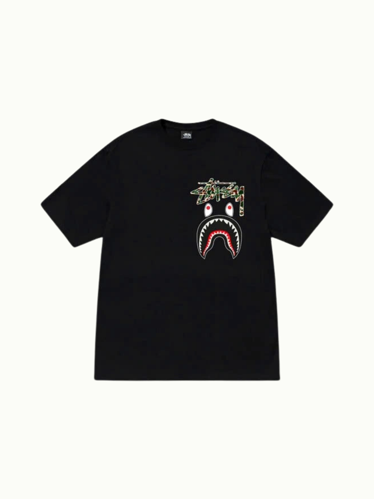 Stussy x BAPE Shark Camo T-shirt
