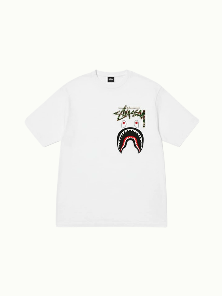Stussy x BAPE Shark Camo T-shirt