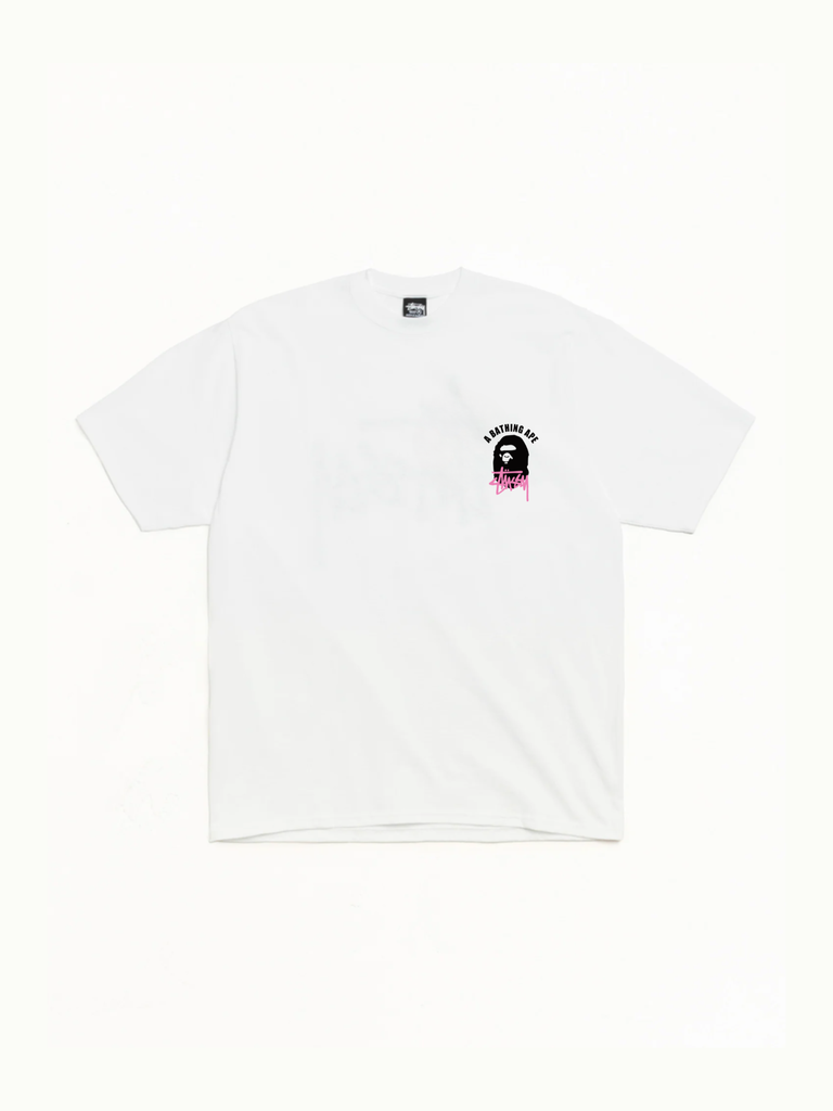 Stussy x BAPE Pink Logo Tee