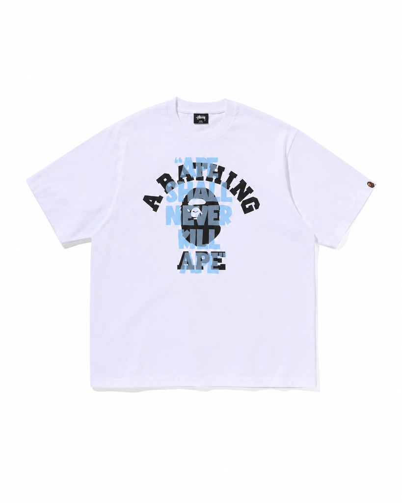 Stussy x Bape Ape Shall Never Kill Ape College Relaxed Fit Tee
