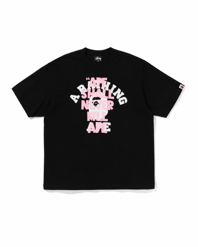Stussy x Bape Ape Shall Never Kill Ape College Relaxed Fit Tee