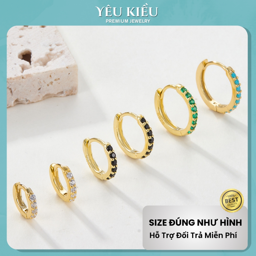 Full Pavé Eternity Hoops | Khuyên Tai Sterling Silver 925 Phủ Bạch Kim/Vàng 18K