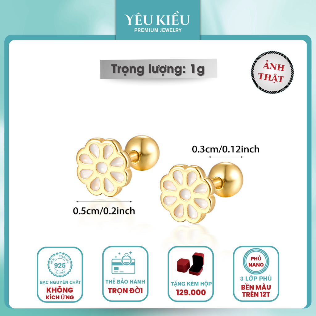 Dainty Mix Piercing | Khuyên Tai Sterling Silver 925 Phủ Bạch Kim/Vàng 18K