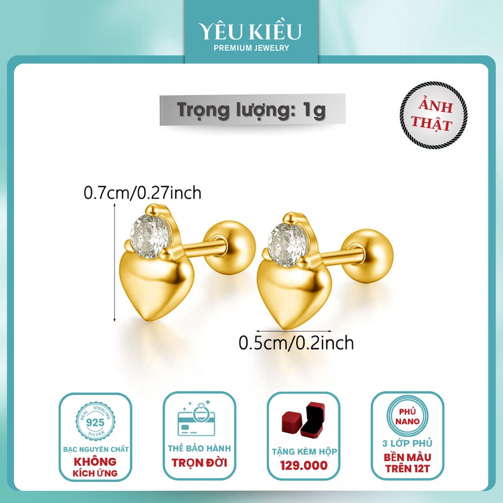 Dainty Mix Piercing | Khuyên Tai Sterling Silver 925 Phủ Bạch Kim/Vàng 18K