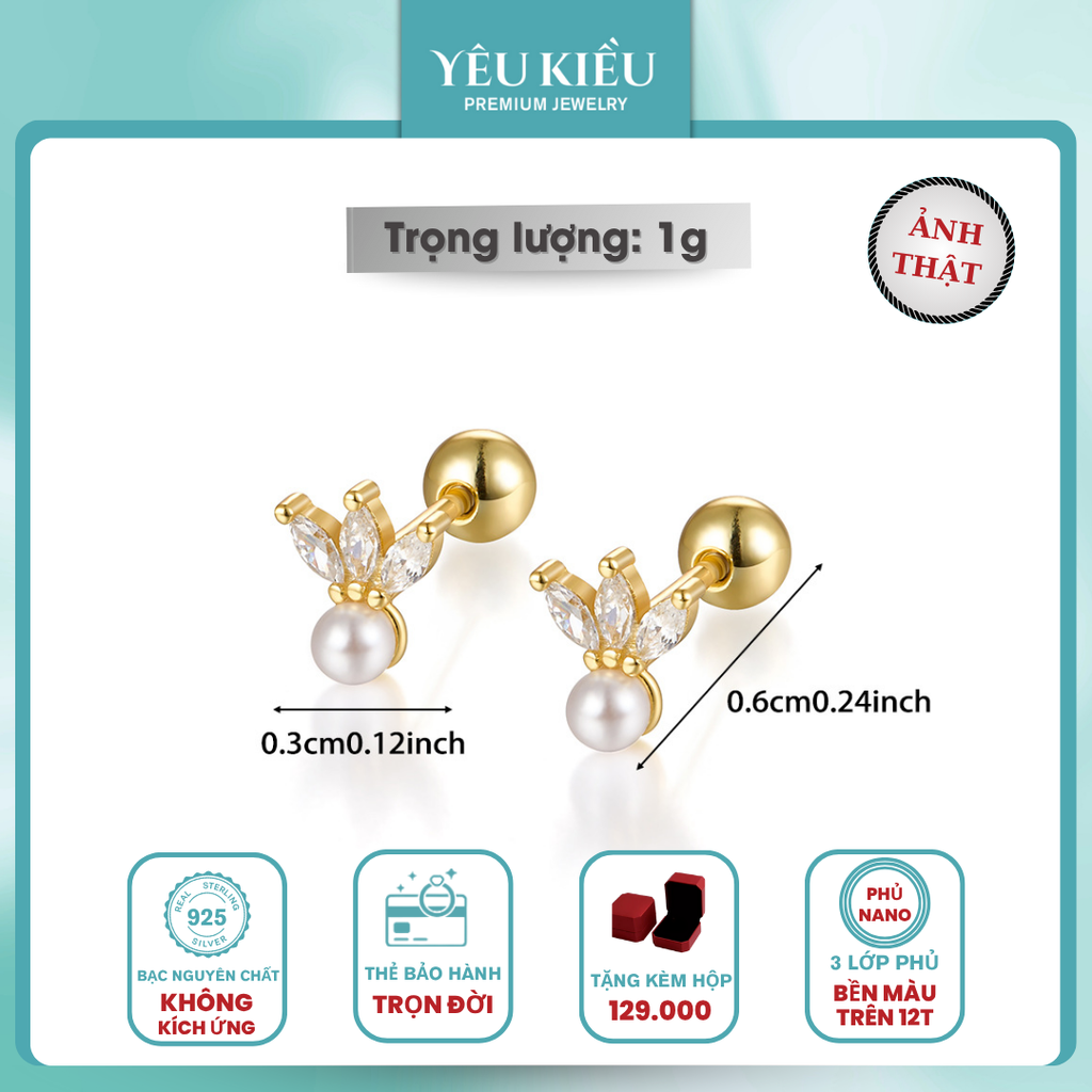 Dainty Mix Piercing | Khuyên Tai Sterling Silver 925 Phủ Bạch Kim/Vàng 18K