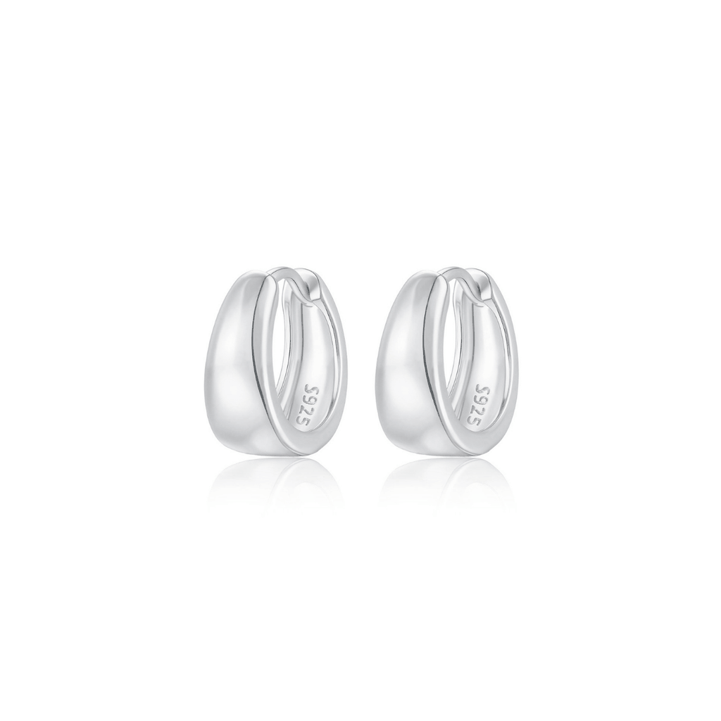 Classic Chunky Hoop Earrings | Khuyên Tai Sterling Silver 925 Phủ Bạch Kim/Vàng 18K
