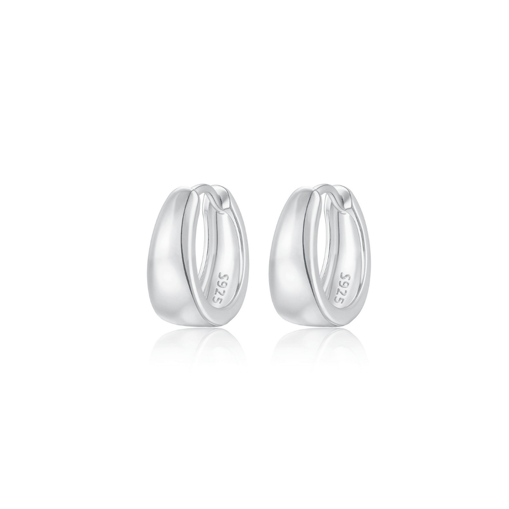 Classic Chunky Hoop Earrings | Khuyên Tai Sterling Silver 925 Phủ Bạch Kim/Vàng 18K