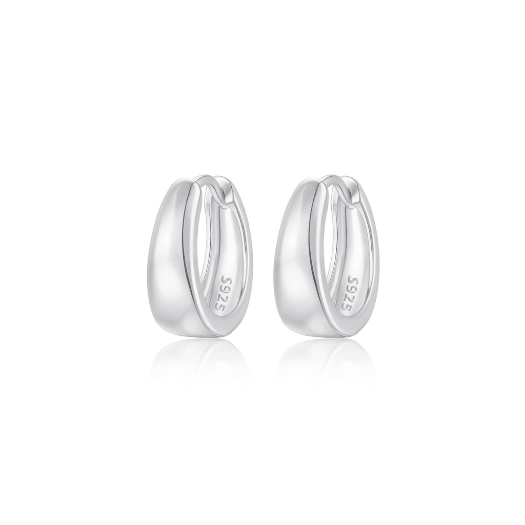 Classic Chunky Hoop Earrings | Khuyên Tai Sterling Silver 925 Phủ Bạch Kim/Vàng 18K