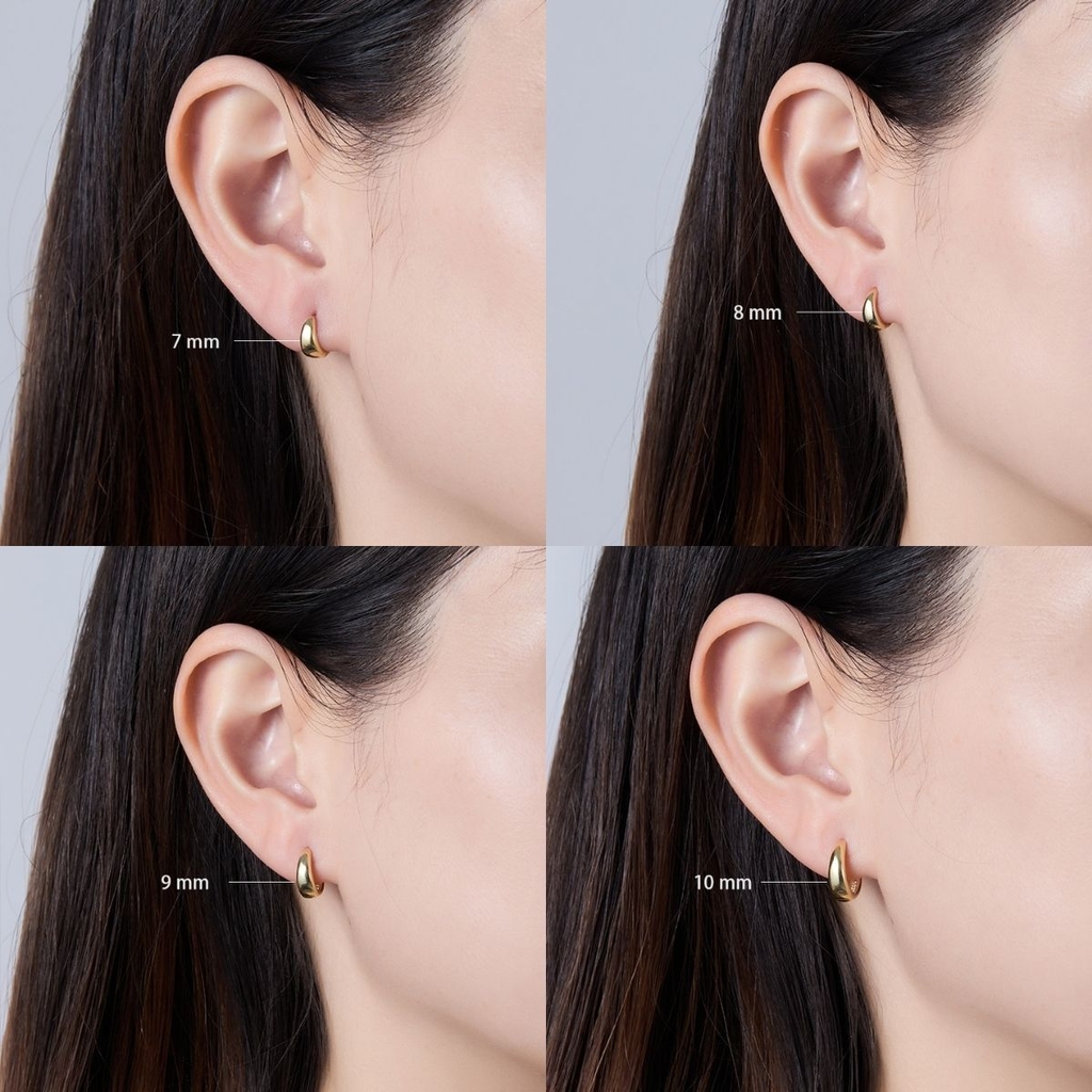 Classic Chunky Hoop Earrings | Khuyên Tai Sterling Silver 925 Phủ Bạch Kim/Vàng 18K