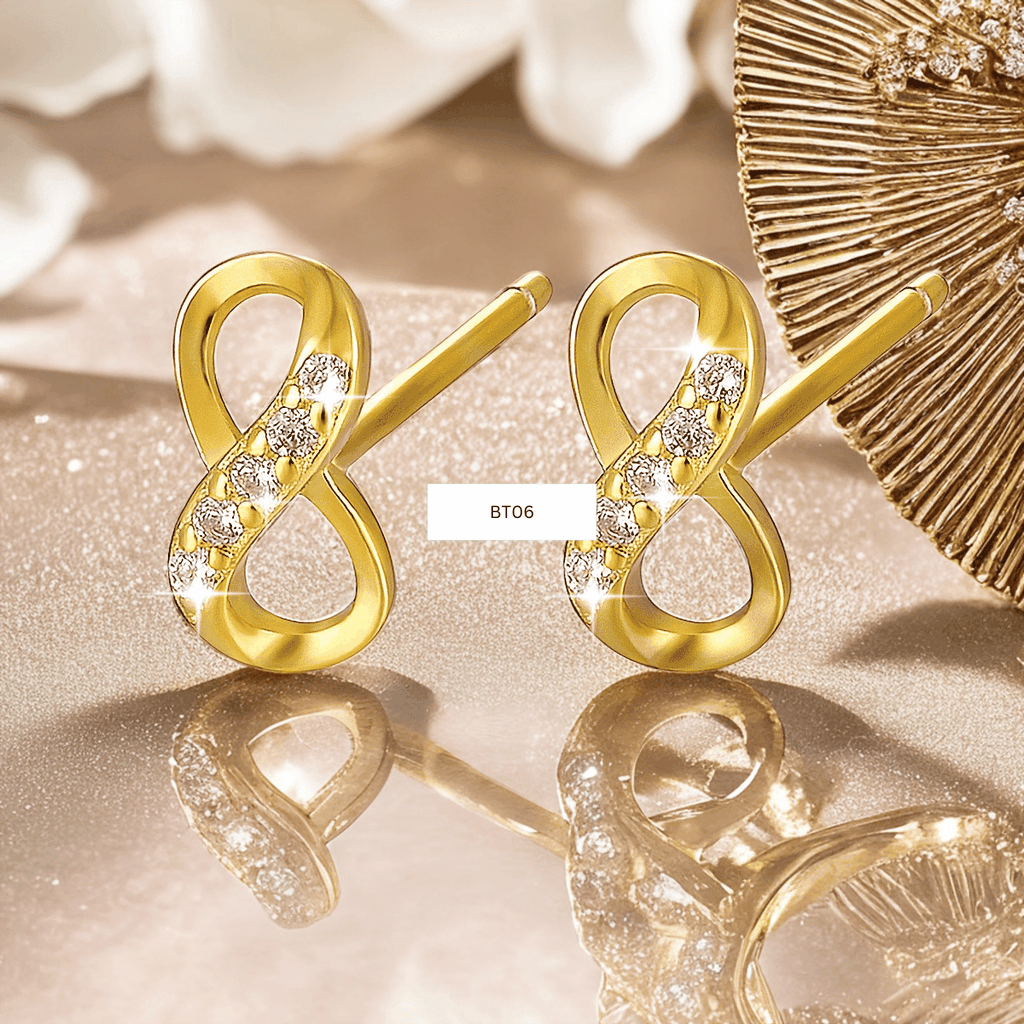 Infinite Sparkle Stud Earrings | Khuyên Tai Sterling Silver 925 Phủ Bạch Kim/Vàng 18K