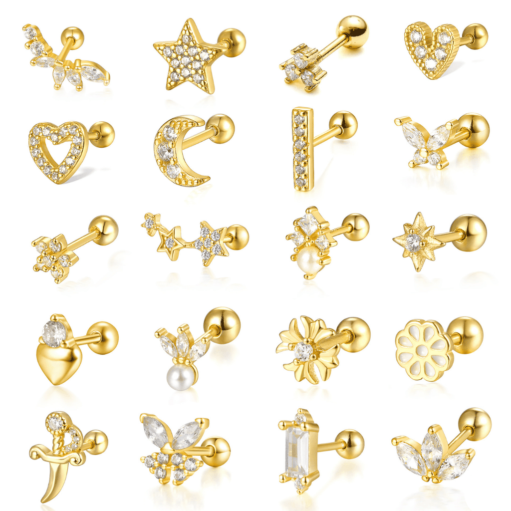 Dainty Mix Piercing | Khuyên Tai Sterling Silver 925 Phủ Bạch Kim/Vàng 18K