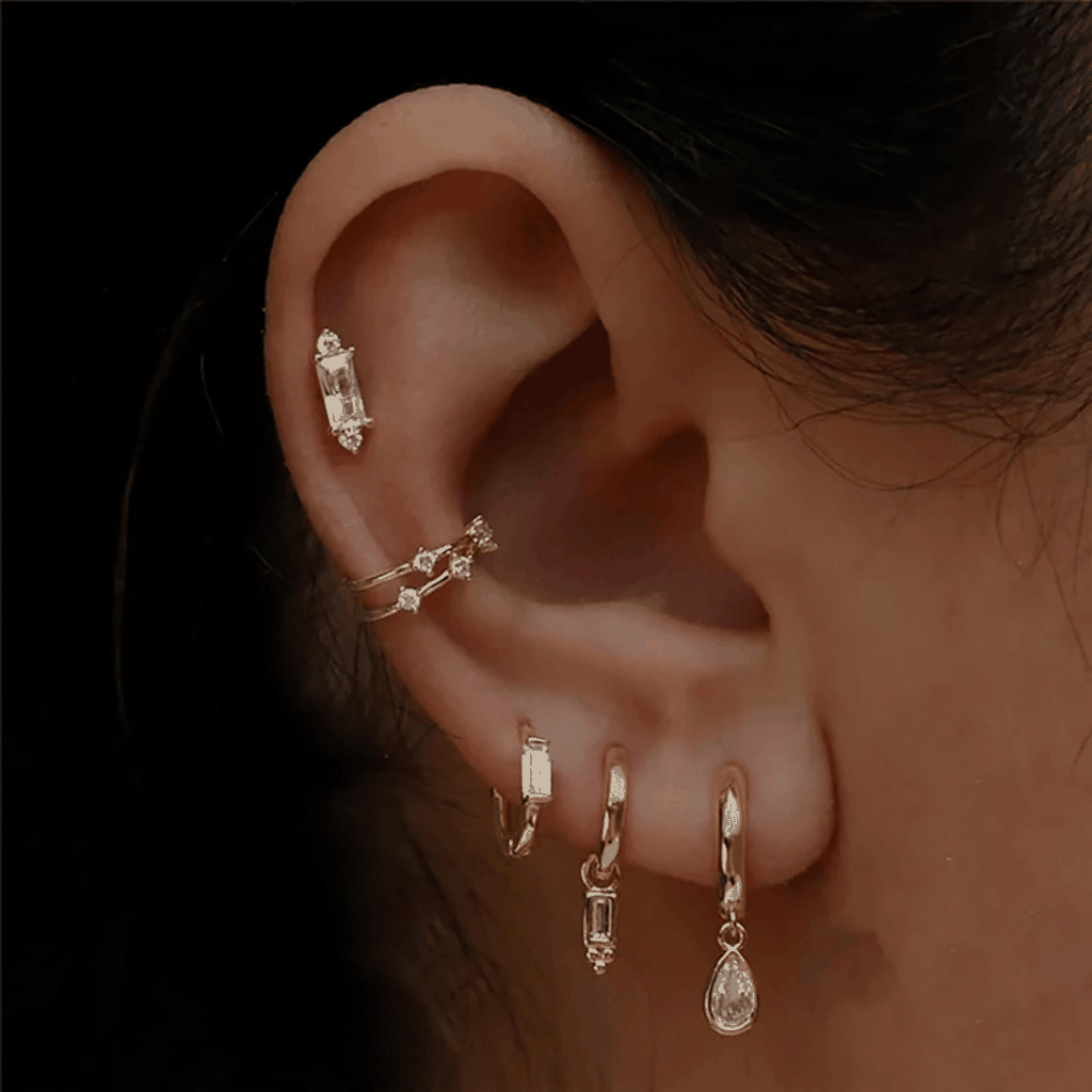 Dainty Mix Piercing | Khuyên Tai Sterling Silver 925 Phủ Bạch Kim/Vàng 18K