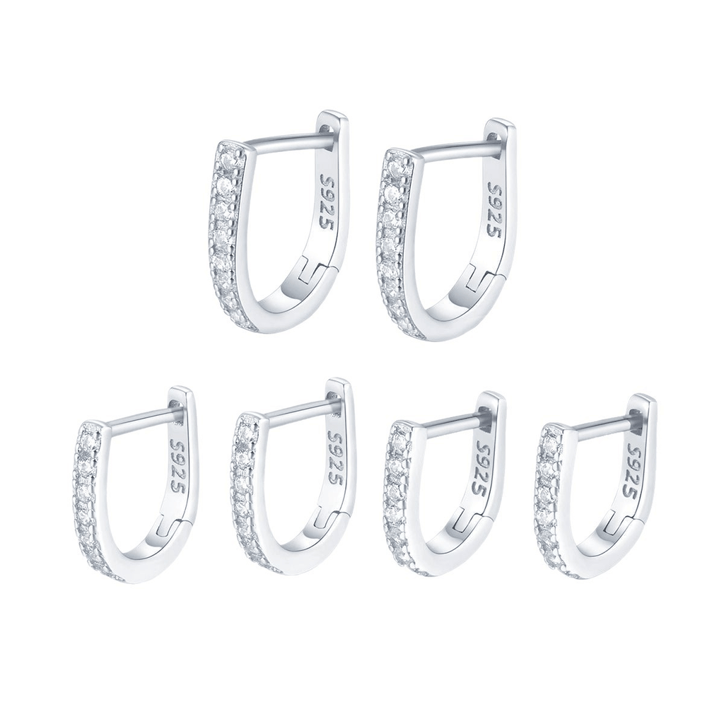 U-Shape Pavé Hoop Earrings | Khuyên Tai Sterling Silver 925 Phủ Bạch Kim/Vàng 18K