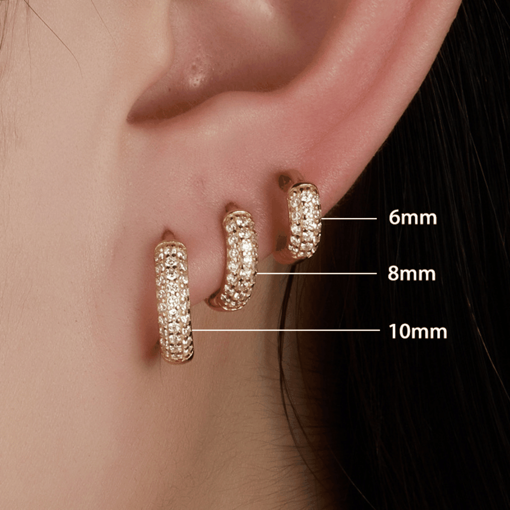Triple Sparkle Hoops Earrings | Khuyên Tai Sterling Silver 925 Phủ Bạch Kim/Vàng 18K