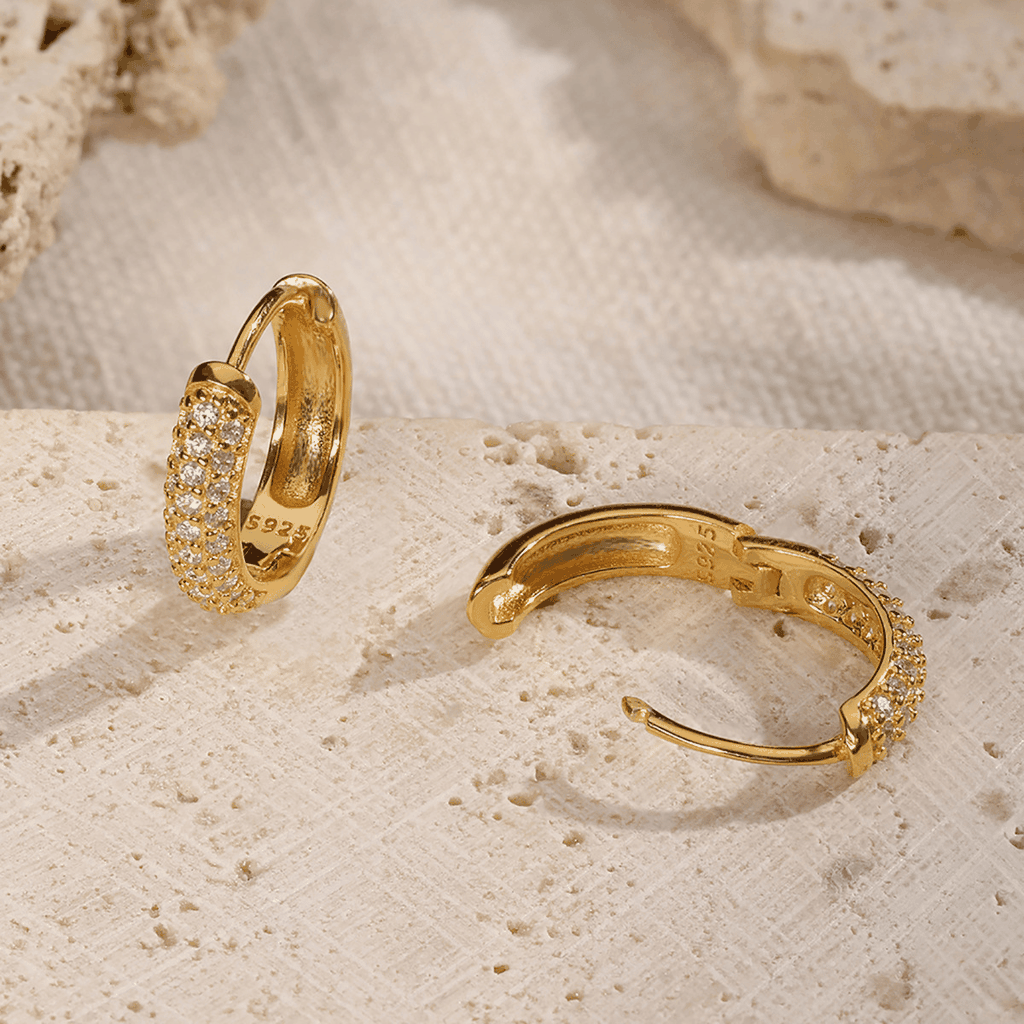Triple Sparkle Hoops Earrings | Khuyên Tai Sterling Silver 925 Phủ Bạch Kim/Vàng 18K