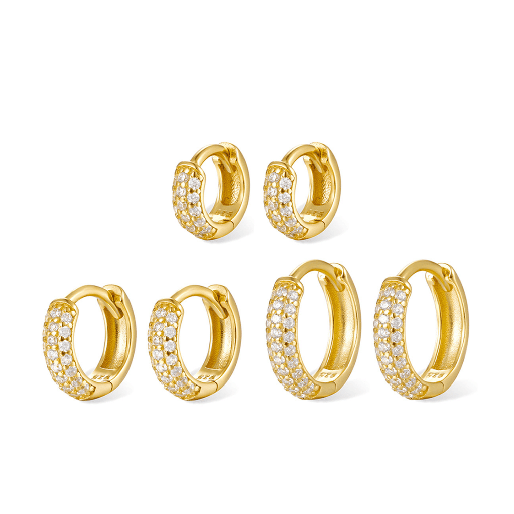 Triple Sparkle Hoops Earrings | Khuyên Tai Sterling Silver 925 Phủ Bạch Kim/Vàng 18K