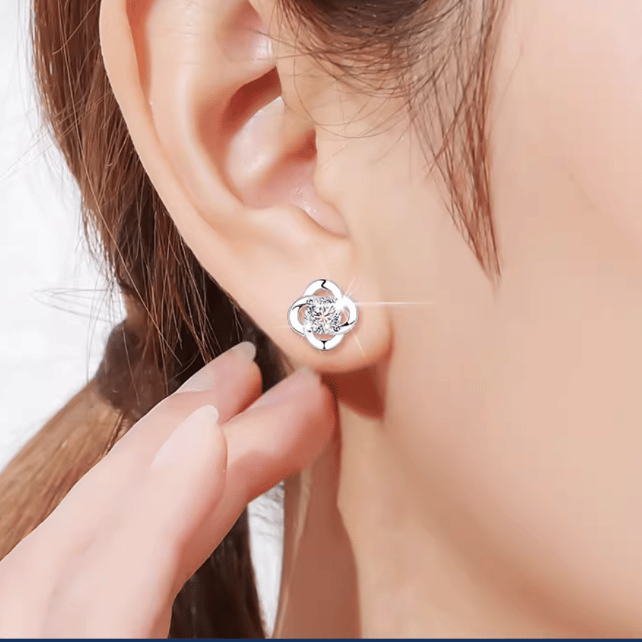 Eternal Circle Stud Earrings | Khuyên Tai Moissanite 2 Carat Round Cut | Sterling Silver 925 | Kèm Giấy Kiểm Định GRA