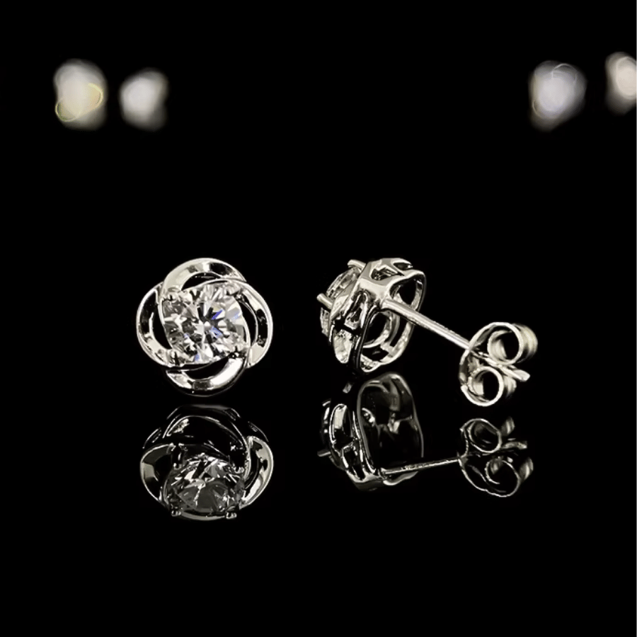 Eternal Circle Stud Earrings | Khuyên Tai Moissanite 2 Carat Round Cut | Sterling Silver 925 | Kèm Giấy Kiểm Định GRA