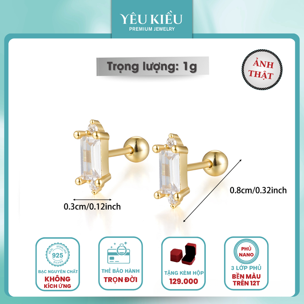 Dainty Mix Piercing | Khuyên Tai Sterling Silver 925 Phủ Bạch Kim/Vàng 18K