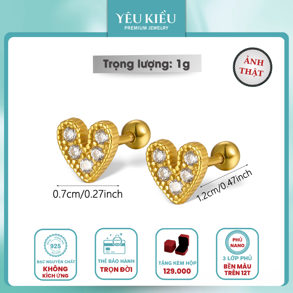 Dainty Mix Piercing | Khuyên Tai Sterling Silver 925 Phủ Bạch Kim/Vàng 18K