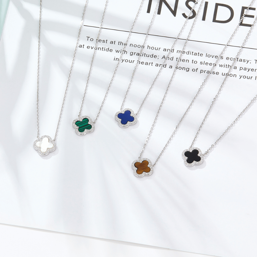 Mystic Clover Necklace | Dây Chuyền Sterling Silver 925 Phủ Bạch Kim