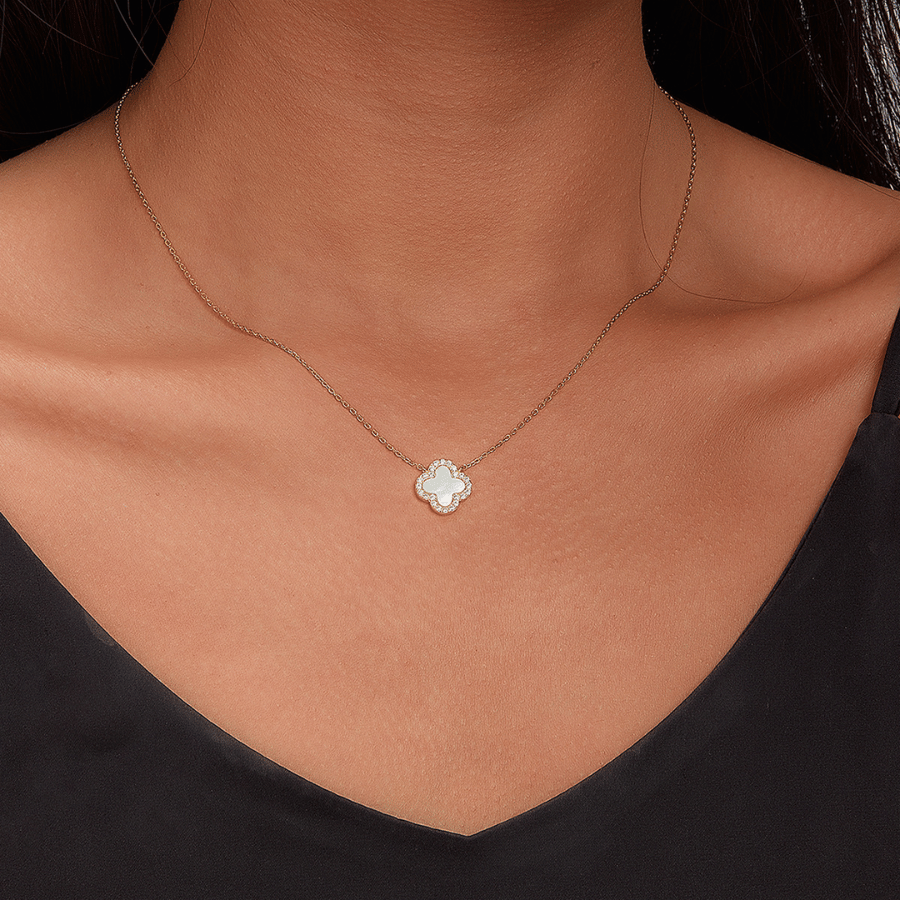 Mystic Clover Necklace | Dây Chuyền Sterling Silver 925 Phủ Bạch Kim
