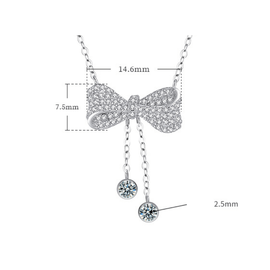 Sparkling Bow Necklace | Dây Chuyền Moissanite 0.6 Carat Round Cut | Sterling Silver 925