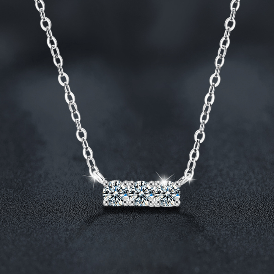 Horizontal Bar | Dây Chuyền Moissanite 0.3 Carat Round Cut | Sterling Silver 925