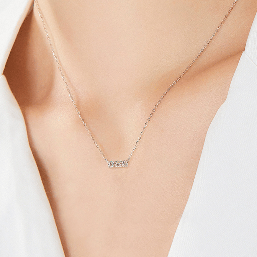 Horizontal Bar | Dây Chuyền Moissanite 0.3 Carat Round Cut | Sterling Silver 925