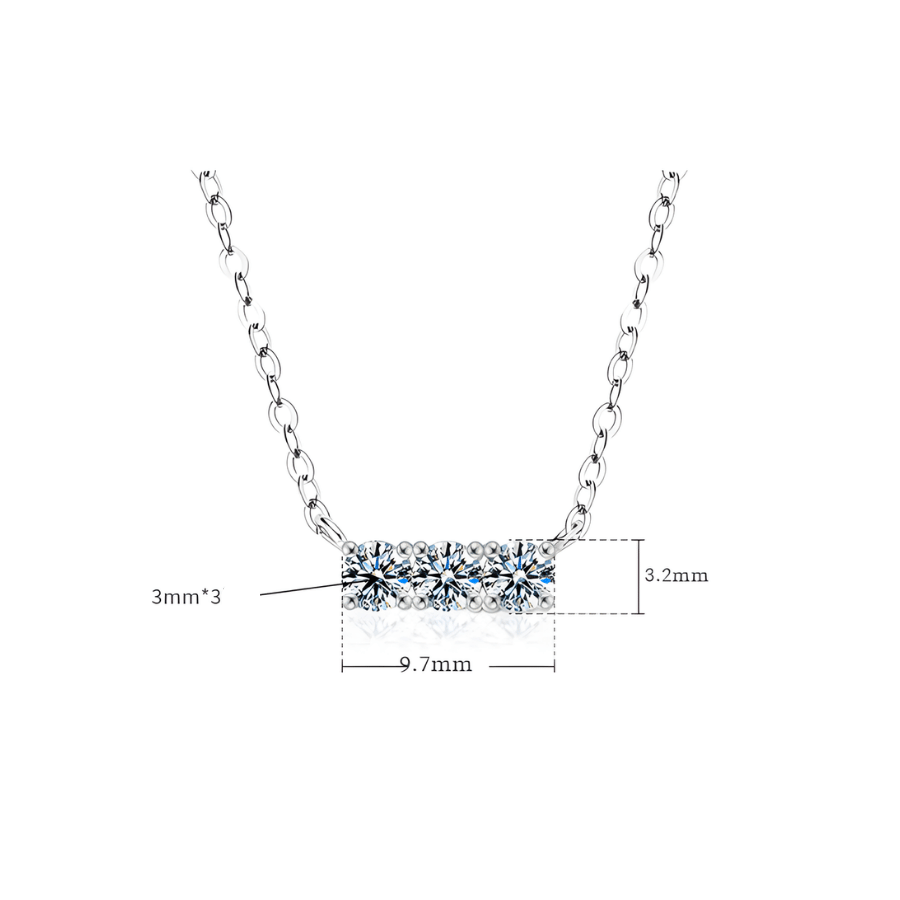Horizontal Bar | Dây Chuyền Moissanite 0.3 Carat Round Cut | Sterling Silver 925