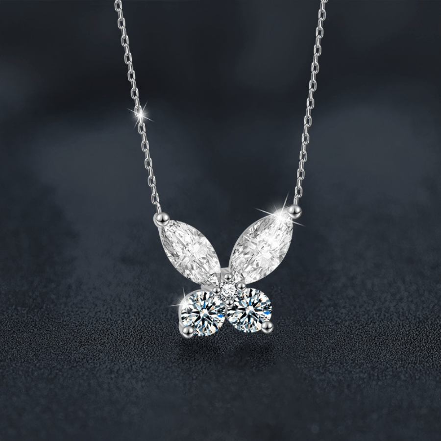 Marquise Butterfly Necklace | Dây Chuyền Moissanite 0.6 Carat Round Cut | Sterling Silver 925