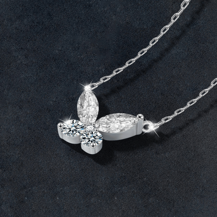 Marquise Butterfly Necklace | Dây Chuyền Moissanite 0.6 Carat Round Cut | Sterling Silver 925