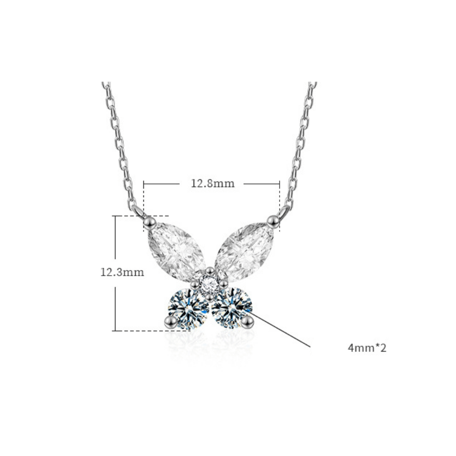 Marquise Butterfly Necklace | Dây Chuyền Moissanite 0.6 Carat Round Cut | Sterling Silver 925