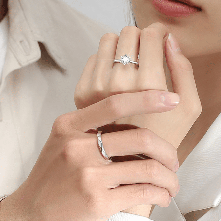 Classic Men's Solitaire Ring | Nhẫn Nam Sterling Silver 925 Phủ Bạch Kim