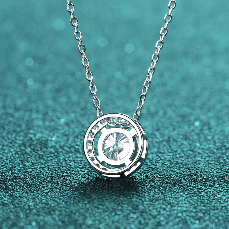Brilliant Halo Necklace | Dây Chuyền Moissanite 2 Carat Round Cut | Sterling Silver 925 | Kèm Giấy Kiểm Định GRA