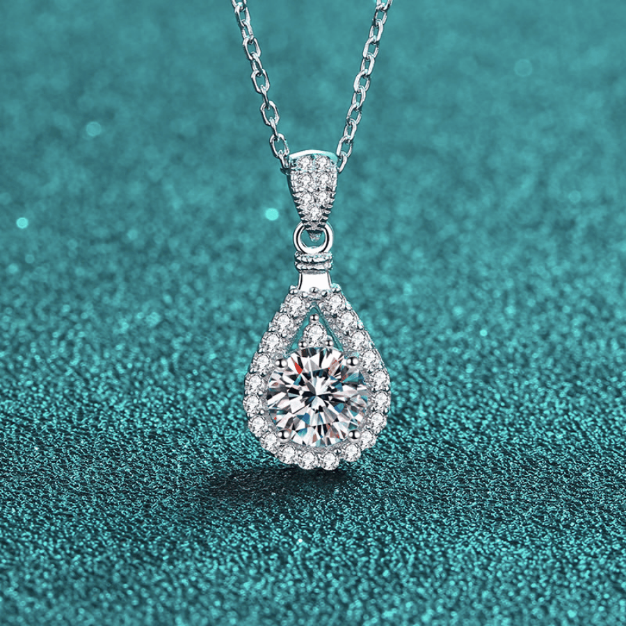 Teardrop Necklace | Dây Chuyền Moissanite 2 Carat Round Cut | Sterling Silver 925 | Kèm Giấy Kiểm Định GRA
