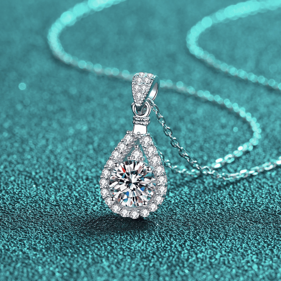 Teardrop Necklace | Dây Chuyền Moissanite 2 Carat Round Cut | Sterling Silver 925 | Kèm Giấy Kiểm Định GRA