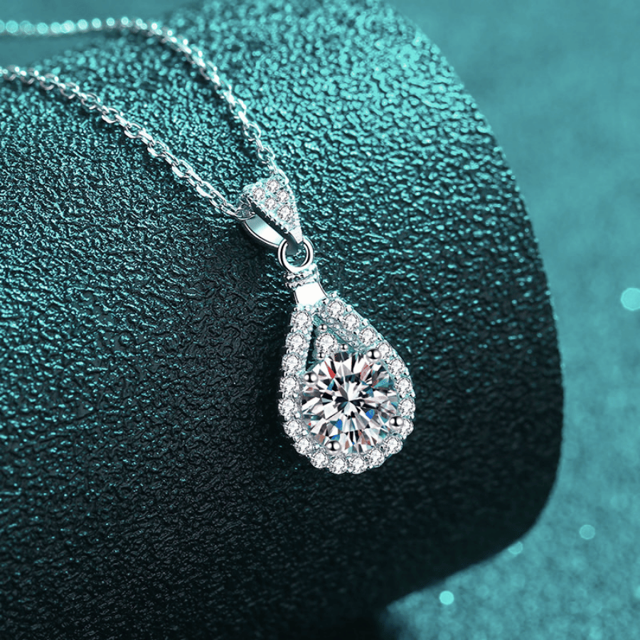 Teardrop Necklace | Dây Chuyền Moissanite 2 Carat Round Cut | Sterling Silver 925 | Kèm Giấy Kiểm Định GRA
