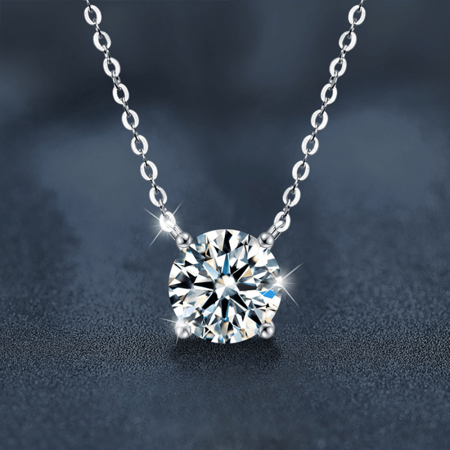 Minimal Solitaire Necklace | Dây Chuyền Moissanite 2 Carat Round Cut | Sterling Silver 925 | Kèm Giấy Kiểm Định GRA
