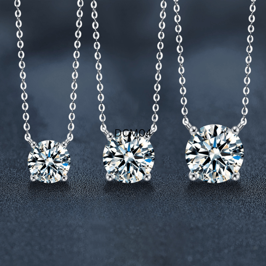 Minimal Solitaire Necklace | Dây Chuyền Moissanite 2 Carat Round Cut | Sterling Silver 925 | Kèm Giấy Kiểm Định GRA