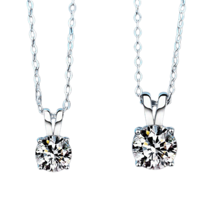 V-Minimal Solitaire Necklace | Dây Chuyền Moissanite 2 Carat Round Cut | Sterling Silver 925 | Kèm Giấy Kiểm Định GRA