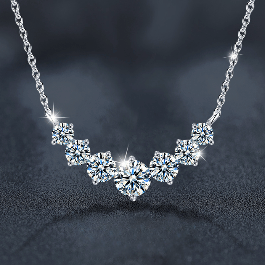 Milky Way Necklace | Dây Chuyền Moissanite 2 Carat Round Cut | Sterling Silver 925 | Kèm Giấy Kiểm Định GRA