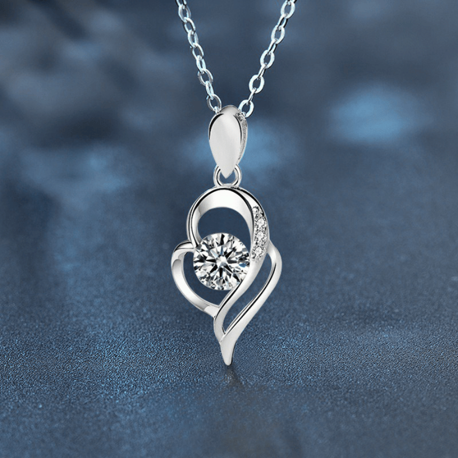 Heart Twist Necklace | Dây Chuyền Moissanite 2 Carat Round Cut | Sterling Silver 925 | Kèm Giấy Kiểm Định GRA