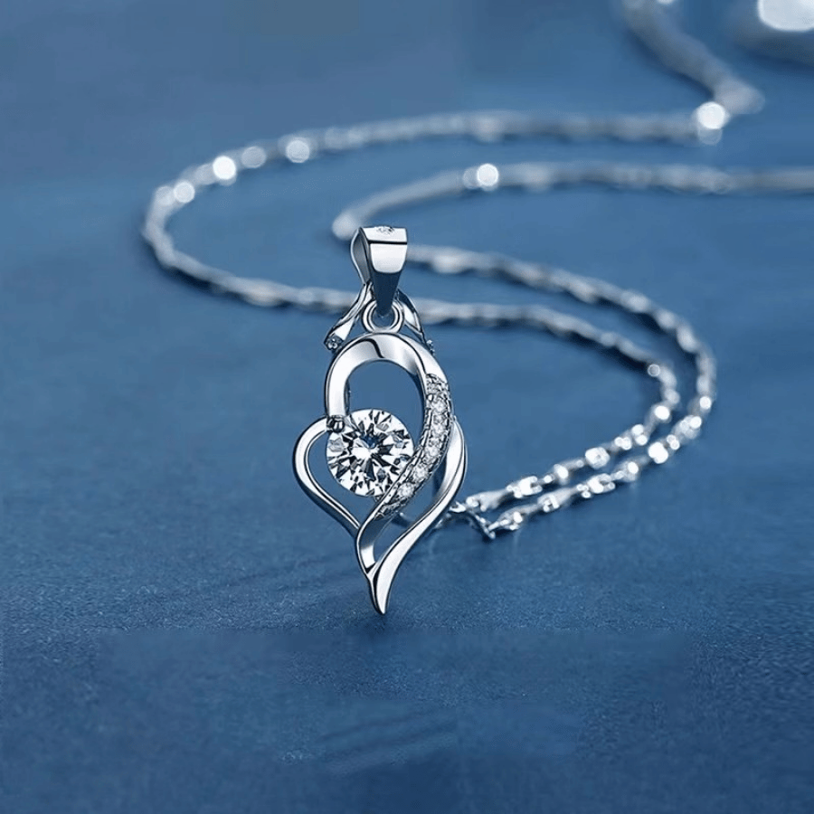 Heart Twist Necklace | Dây Chuyền Moissanite 2 Carat Round Cut | Sterling Silver 925 | Kèm Giấy Kiểm Định GRA